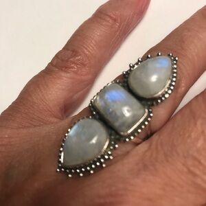 Moonstone Stamped 925 Sterling Silver Ring